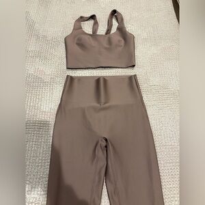 Alo Airlift High-Waist Sleek Legging and Bra Tank- Mushroom